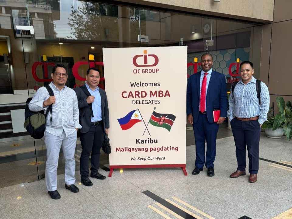 Photo (left to right): Vener Abellera (President and General Manager, CARD MRI), Oliver Reyes (Senior Operations Director, CARD MBA), Michael Mugo and Michael Junos (Director for Actuarial, CARD MBA)